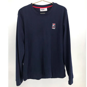 FILA Women's Navy Blue Logo Soft Fleece Pullover Sweatshirt Size M